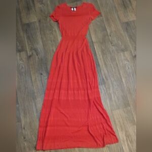 BCBGMaxAzria Sydnie Short Sleeve Knit Maxi Dress in Lipstick Red. 